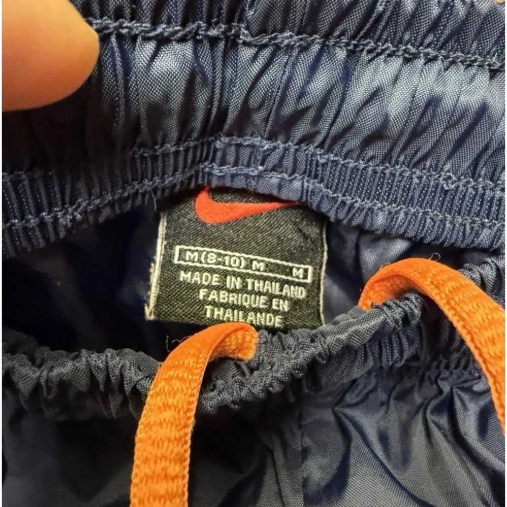 Vtg Nike Track Pants Kids Size M 8-10 Blue Orange Mesh Side Stripe Windbreaker